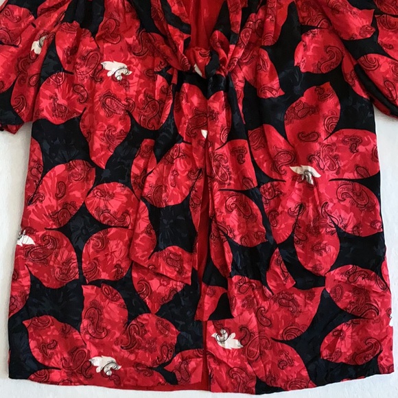 {VTG} Saint Romei | Silk Floral Open Front Tie Puff Sleeve Kimono Tunic Top 8 - Picture 7 of 16